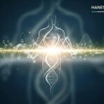 Abstract illustration of a human figure with DNA strands and glowing light, symbolizing hormonal balance and recovery in post-cycle therapy for anabolic steroid users.