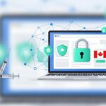 Laptop displaying a secure checkout interface with a padlock icon and Canadian flag, symbolizing safe online purchasing of performance enhancers in Canada.