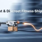 Fast and discreet fitness shipping represented by a drone delivering a package, emphasizing delivery services for performance enhancers.