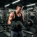 Fit athlete lifting dumbbells in a gym, showcasing the benefits of Testosterone Enanthate for enhanced fitness performance and muscle recovery.
