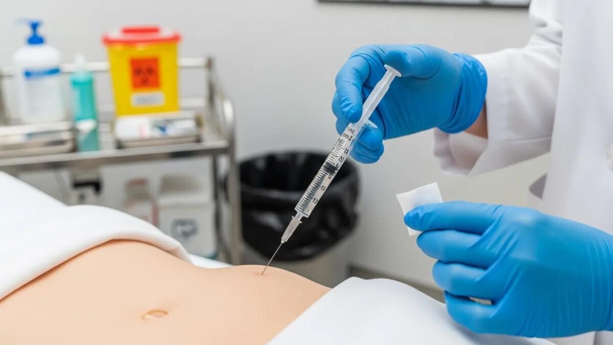 Healthcare professional demonstrating safe injection techniques for BPC-157