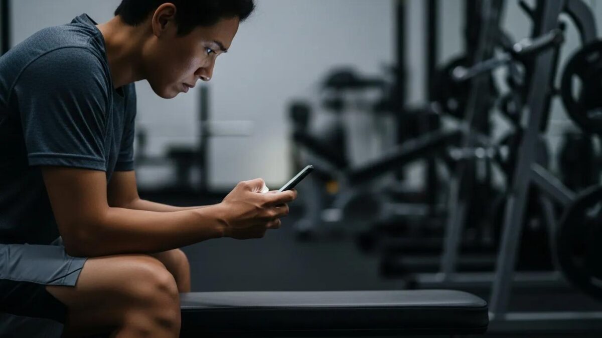 Individual in a gym looking concerned about Letrozole side effects, emphasizing safety in usage